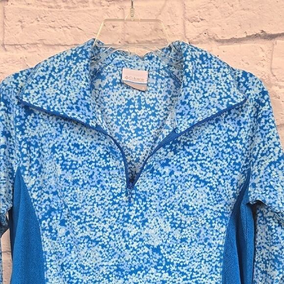 Columbia Arctic Air Printed Half Zip Fleece Pullover Blue Warm Sweatshirt Jacket - Picture 2 of 8